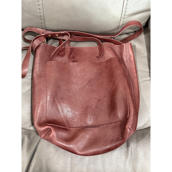 Madewell Medium Transport Tote Leather Burgundy Brown Crossbody 14\